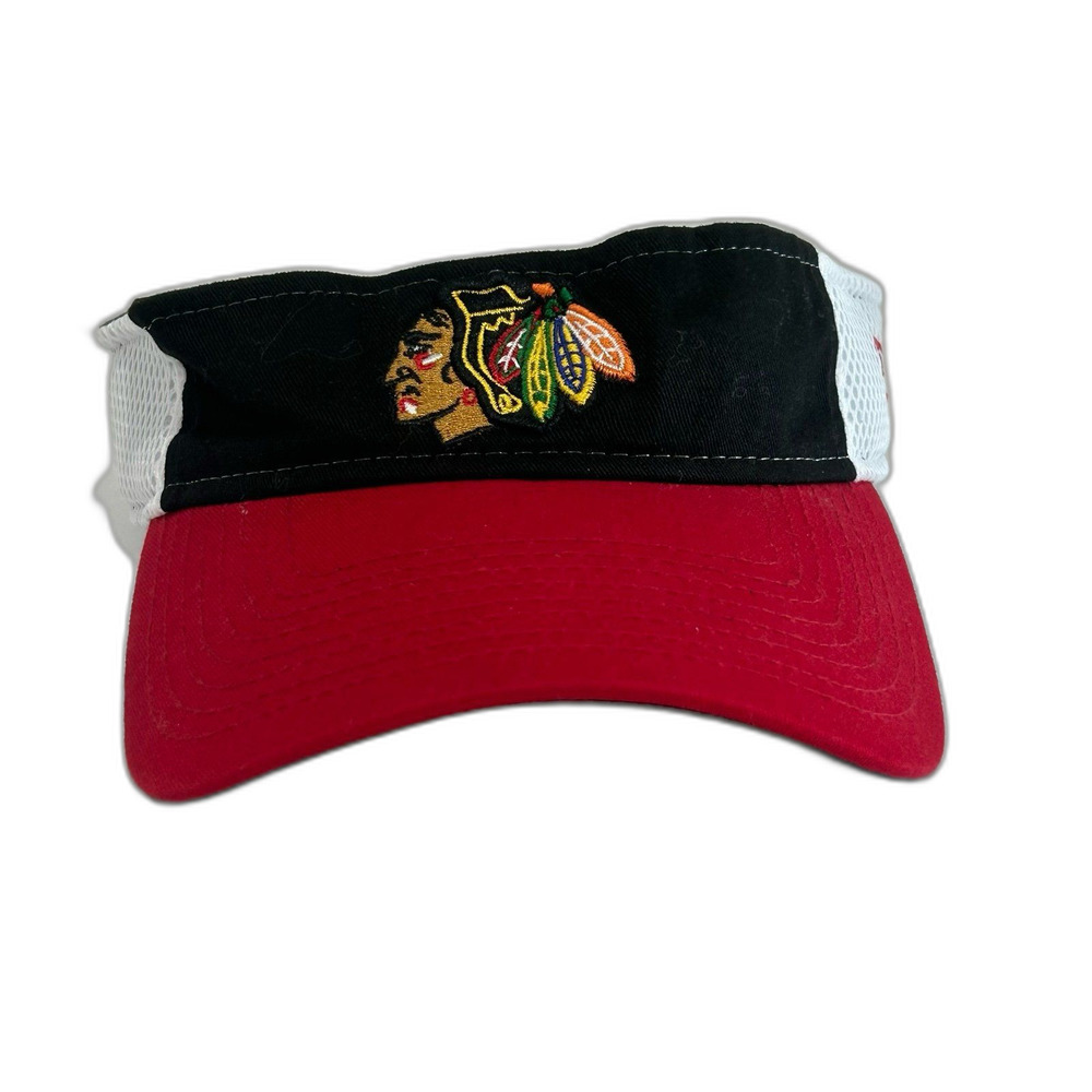 New Era Visor Unisex Adjustable Strap Black Red NHL Chicago Blackhawks Licensed